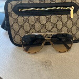 Gold Aviator Sunglasses – Classic Gradient Brown Lens Metal Frame